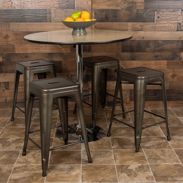 Flash Furniture Gray 24" High Metal Stool, PK4 4-ET-31320-24-GN-R-GG - main
